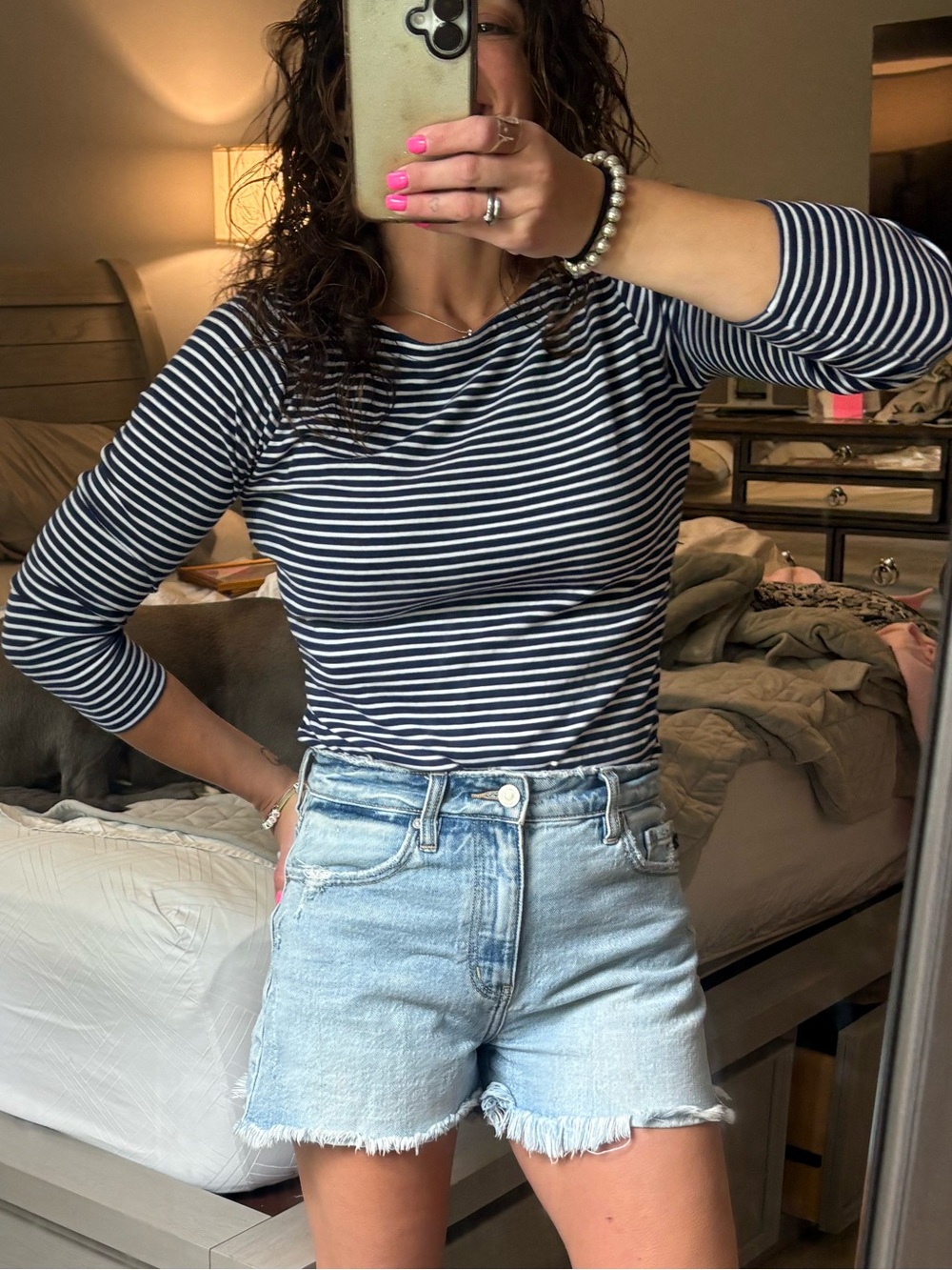 Vineyard Vines Navy and White Striped Long Sleeve Tee